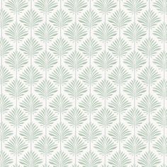 a white and green wallpaper with leaves on it