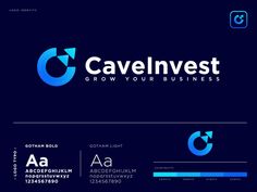 the logo for cavenvest grow your business is shown on a dark blue background