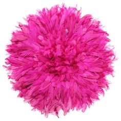 a pink feather ball on a white background