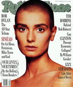 a woman with shaved hair on the cover of a magazine