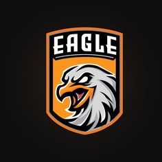 an eagle emblem on a black background with the word eagle in it's center