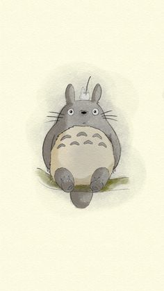 a drawing of a totoro sitting on the ground