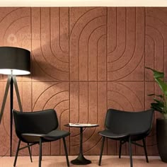 Acoustic Wood Wool Office Background Ideas, Small Office Lounge, Small Space Studio, Panels On Walls, Modern Office Lobby, Unique Feature Wall, Midcentury Modern Office, Conference Room Decor, Waiting Area Design