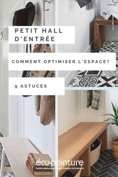 there is a collage of pictures with different things in them and the words petitt hall d'entree commentment optimier l'espace?