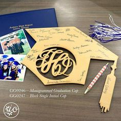 a graduation cap and tassel with the word monogramment graduation caps on it