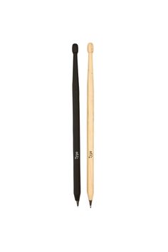 a black and white pen next to a wooden stick