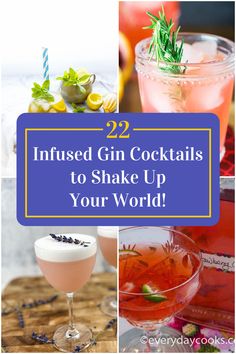 Collage of 4 infused gin cocktails. Infused Gin, Gin Cocktail, Gin Cocktails, Drink Me, Mixology, Taste Buds, Spice Up, Cocktail Recipes