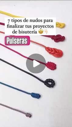 several different types of bracelets are shown in this advertise for pulseras