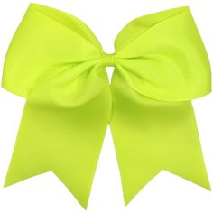 Measured diagonally - 8 in size Made with 3 wide quality grosgrain ribbon Elastic ponytail holder Well-constructed and durable In stock and ready to ship from the USA Color: Yellow.  Pattern: solid. Neon Yellow Hair, Yellow Hair Bow, Competition Bows, Softball Bows, Cheer Hair Bows, Large Hair Bows, Cheer Hair, Cheerleading Dance, Cotton Headband