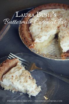 there is a pie on the table with a fork in front of it and another piece missing