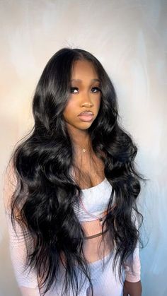 Long Wavy Weave Black Women, Middle Part Long Wavy Hair Black Women, Long Beach Waves Black Hair, Wavy Middle Part Wig, Deep Blue Black Hair, Middle Part Wigs Black Women, Beach Waves Weave Black Women, Wet N Wavy Sew In, Body Wave Sew In Middle Part