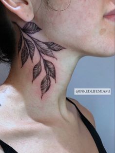 Neck tattoo | tattoo by  Jairo Maurer Greenery Neck Tattoo, Nature Throat Tattoo, Leaf Throat Tattoo, Leaf Neck Tattoos Women, Leaf Neck Tattoo Men, Leaf Tattoo On Neck, Neck Plant Tattoo, Leaves On Neck Tattoo, Ivy Neck Tattoo