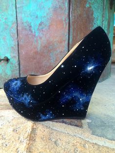 Custom Hand Painted Galaxy Space Heels | Etsy Galaxy Outfit, Galaxy Shoes, Hak Tinggi, Galaxy Fashion, Heel Accessories, Prom Shoes, Pretty Shoes, Lace Up Heels