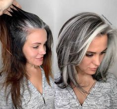 Κούρεμα Bob, Grey Hair Transformation, Gorgeous Gray Hair, Gray Hair Growing Out, Silver Hair Color, Silver Grey Hair, Natural Gray Hair, Blending Gray Hair