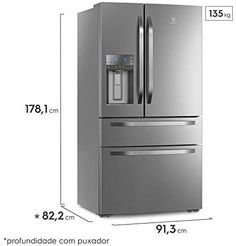 the refrigerator is shown with measurements for it