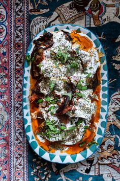 Afghan Eggplant, Borani Banjan, Jenny Taylor, Aubergine Recipe, Impressive Dinner, Eggplant Dishes, Party Dishes, Eggplant Recipes, Middle Eastern Recipes