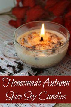 homemade autumn spice soy candles with text overlay