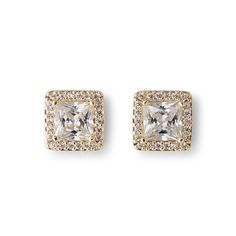 The Rocksbox Square Kate Studs are high polish 14k gold plated earrings that are 0.9" long. Featuring an elegant white crystal in a cushion cut surrounded by pave. Crystal Statement Earrings, Rose Gold Studs, Steel Post, Square Stud, Gold Stud Earrings, Stud Earrings For Women, Jewelry Online Shopping, Gold Stud, White Crystal