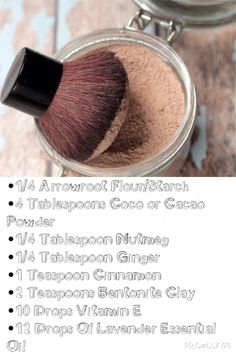 Diy Face Powder Foundation, Diy Foundation Powder, Diy Foundation Cream, Face Powder Diy, Diy Setting Powder, Diy Face Powder, Homemade Foundation, Diy Natural Makeup, Diy Foundation