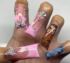 Bratz Nails, Tiktok Y2k, Duck Nails, Cute Acrylic Nail Designs, Short Square Acrylic Nails, Unique Acrylic Nails