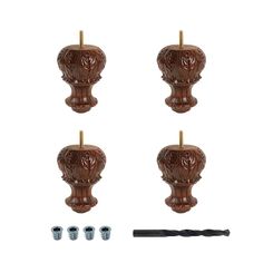 three brown candles are sitting next to some screws and an assortment of other items