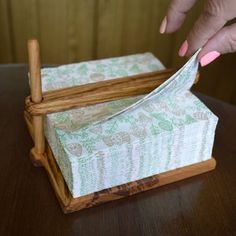 Personalized napkin holder. Kitchen decor. Rustic table napkin | Etsy Wood Pencil Holder, Wooden Bread Box, Napkin Dispenser