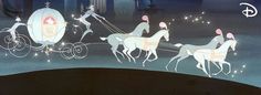 an animated horse drawn carriage with people riding on it's back in the night