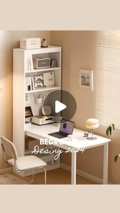 a white desk with a laptop computer on top of it