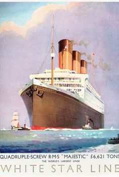 a painting of a large ship in the water