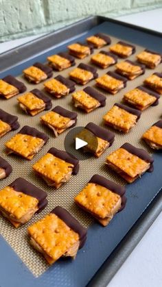 some crackers are sitting on a cookie sheet