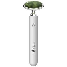 Pamper your skin with a stimulating, spa-style massage using the SKN by Conair The Jade Vibe Roller Kit. Four interchangeable tools mount on a vibrating handle and provide a gentle massage to delicate facial skin. Follow the contours of the jawline and cheekbones with each customized attachment to naturally relieve tension, promote circulation, lift, smooth, and reduce puffiness and fine lines. Three custom contoured jade gua sha stones and silver ball roller mount easily on the lightweight, Jawline And Cheekbones, Childrens Vitamins, Jade Gua Sha, Facial Devices, Spa Style, Jade Roller, Home Health Care, Stem Toys, Fish Oil