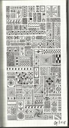 a notebook with doodled designs on it