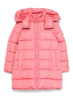 blush pink quilted signature PLUMTECH® padding water-repellent front zip fastening detachable hood high neck long sleeves rubberised logo detail ribbed cuffs two side stud-fastening pockets quilted lining straight hem Dress With Jean Jacket, Baby Boy Accessories, Save The Duck, Dolce And Gabbana Kids, The Duck, Kids Jordans, High Neck Long Sleeve, Stella Mccartney Kids, Detachable Hood