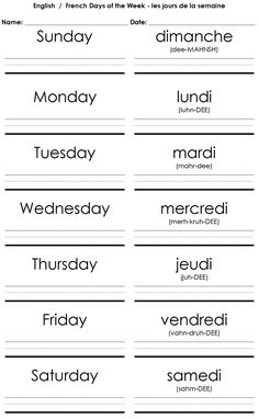 an english and french language worksheet with the words in different languages, including