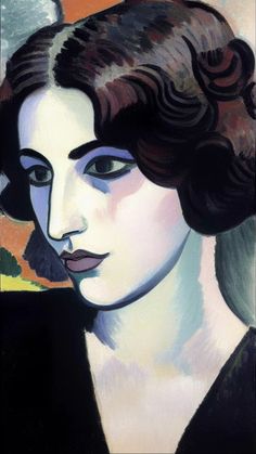 a painting of a woman with dark hair