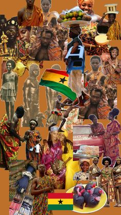 a collage of african people and their country's flags, including the flag