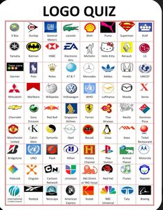 the logo quiz is shown with many different logos on it, including letters and symbols