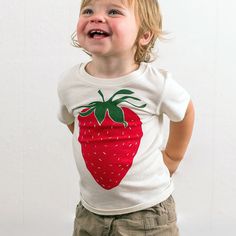 Strawberry Shirt Toddler, Strawberries Shirt, Eco Friendly Kids, Organic Kids, Farmers Market Tee, Screen Printed Tee, Cute Fruit Shirt - Etsy Sweet Red Summer Tops, Sweet Cotton Tops With Fruit Print, Organic White Short Sleeve Tops, Red Short Sleeve T-shirt With Fruit Print, Fun Strawberry Print Short Sleeve T-shirt, Playful White Tops With Strawberry Print, Summer Organic Cotton Tops, Organic Cotton Summer Tops, Fun Short Sleeve T-shirt With Strawberry Print