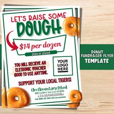 a flyer for a doughnut shop with donuts on it