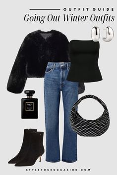 15+ Winter Going Out Outfits That Are Chic & Toasty for 2024 Chic Going Out Outfits Winter, Going Out Outfits Winter Bar, Going Out For Dinner Outfit, Winter Going Out Outfit Night, Out For Dinner Outfit, Leather Pants Outfit Night