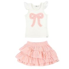 Ladylike Outfits, Bow Tank Top, Tank Top Skirt, Baby Boy Accessories, Top Skirt Set, Boys Romper, Pink Ruffle, Layered Skirt, Ruffle Skirt