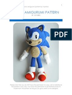 a crocheted stuffed animal that looks like sonic the hedge