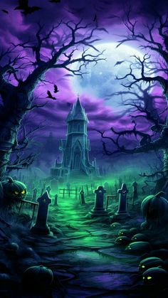 an image of a spooky graveyard at night