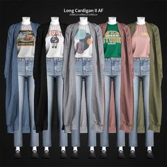 the long cardigan in iaf is designed to be worn with jeans and sweaters