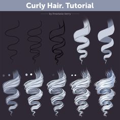 the curly hair styles are shown in different colors and sizes, including black, white, gray