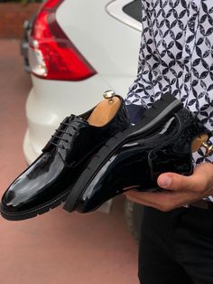 Patent Lace-up Leather Shoes Black-baagr.myshopify.com-shoes2-BOJONI Shoe Care Kit, High End Shoes, Professional Shoes, Exclusive Shoes, Shoe Tree, Black Leather Shoes, Leather Conditioner, Shoes Color, Classic Shoes