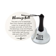 a bell with a poem written on it and a tag that says, blessing bell