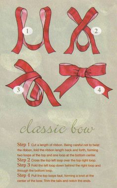 the instructions for how to make a classic bow with ribbon and bows on each side