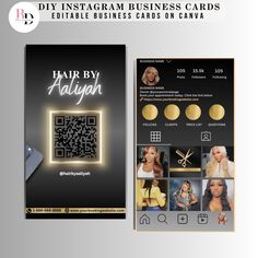 an instagram business card for hair by jaliyann is shown in this image