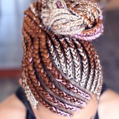 Caramel strawberry cornrows braids hairstyle Cornrow Braids Hairstyles, Faux Locs Styles, Braided Pony, Small Box Braids, Curly Styles, Cornrow Braids, Braided Hairdo, Asymmetrical Hairstyles